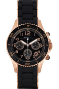 Marc Jacobs Rock Chronograph Black Dial Black Silicone Steel Strap Watch for Women - MBM2553