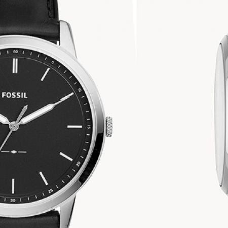 Fossil The Minimalist Three Hand Black Dial Black Leather Strap Watch for Men - FS5398