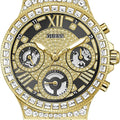 Guess Moonlight Diamonds Gold Dial Gold Steel Strap Watch for Women - GW0320L5