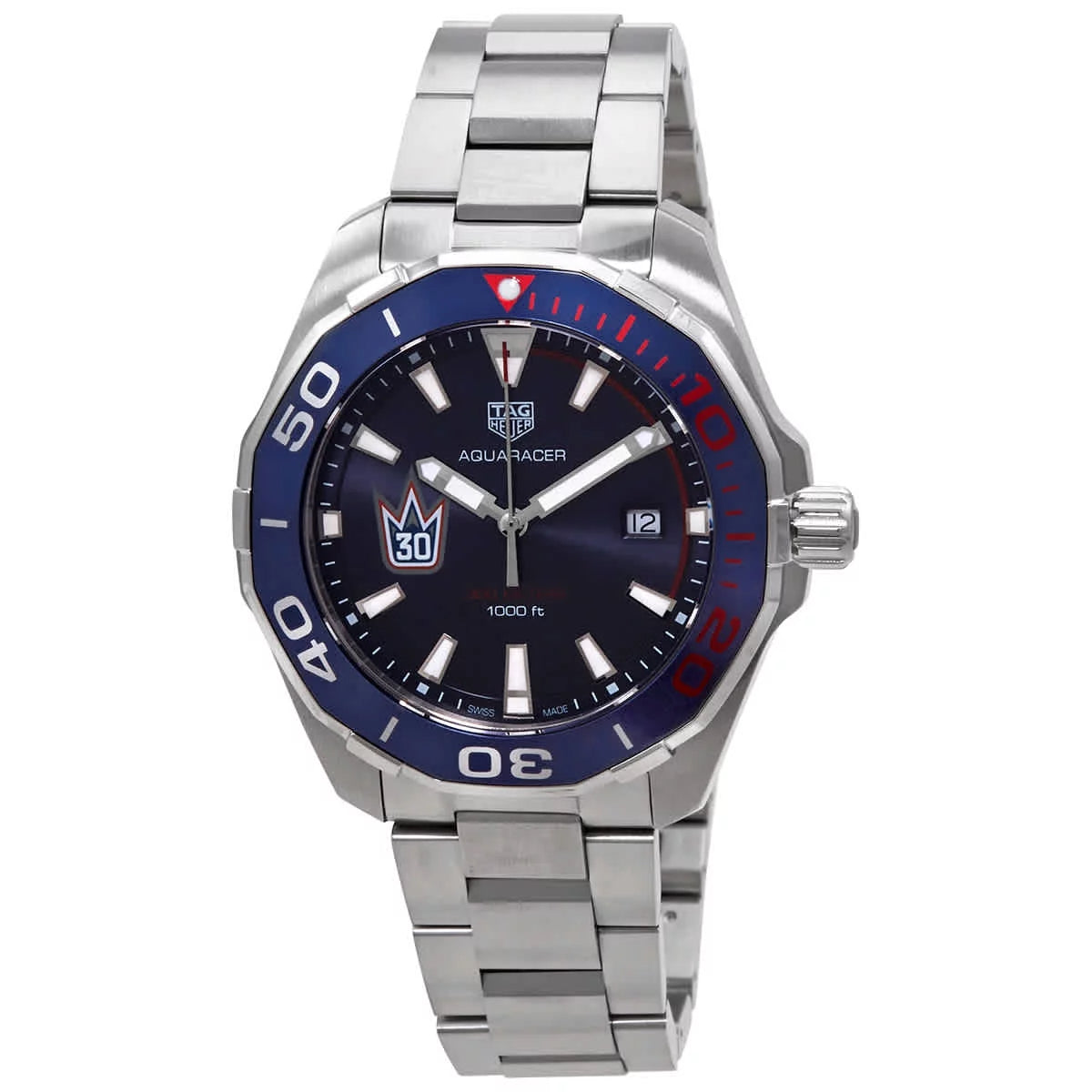 Tag Heuer Aquaracer Henrik Lundqvist Special Edition Blue Dial Silver Steel Strap Watch for Men - WAY101J.BA0746