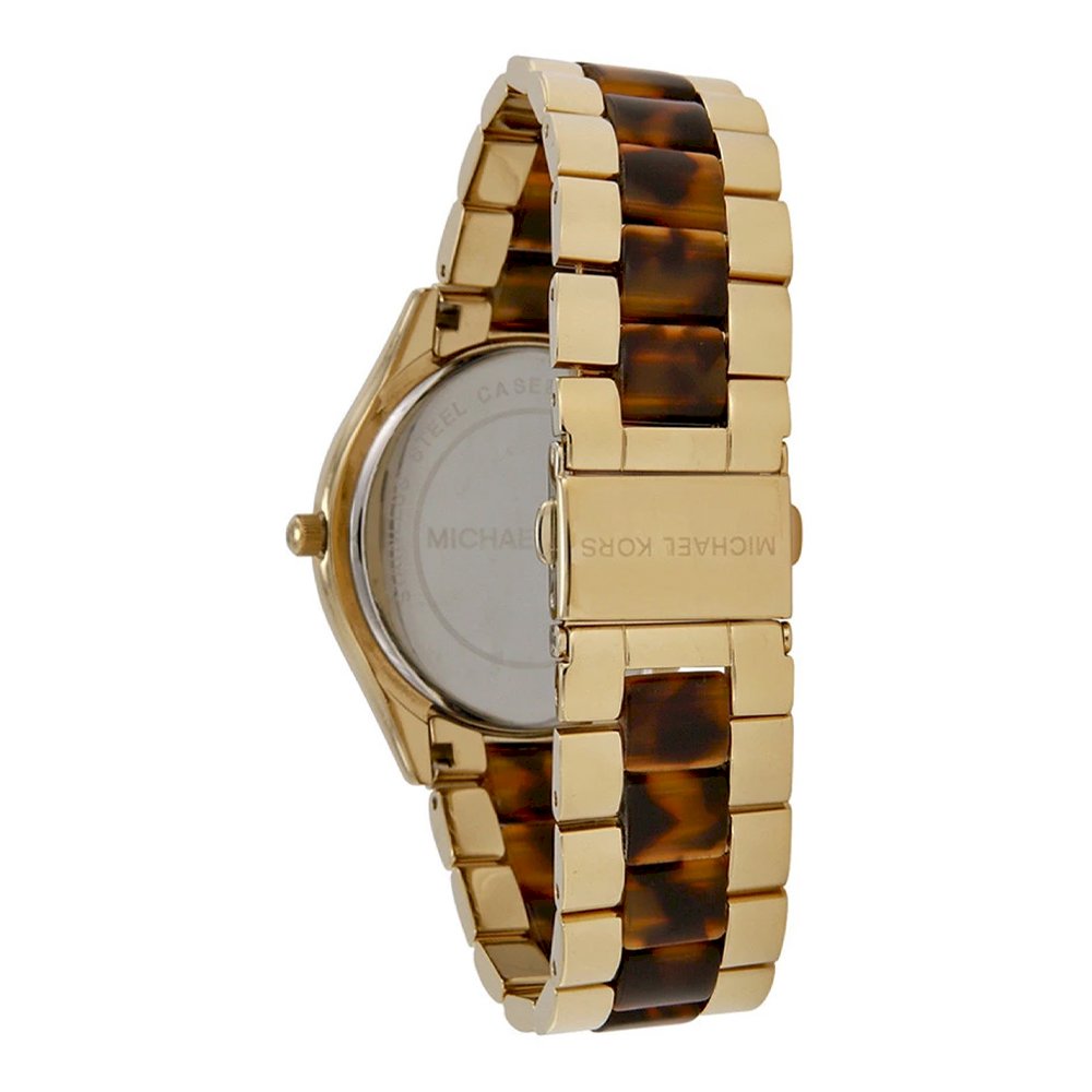 Michael Kors Slim Runway Tortoise Shell Dial Two Tone Steel Strap Watch for Women - MK4284