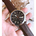 Fossil Grant Chronograph Black Dial Brown Leather Strap Watch for Men - FS4813