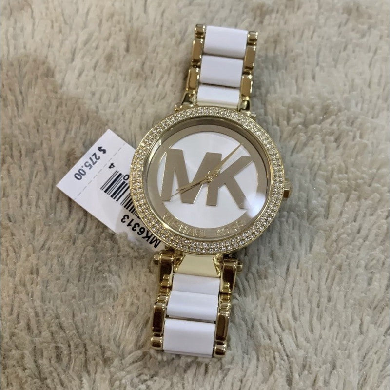 Michael Kors Parker White Dial Two Tone Steel Strap Watch for Women - MK6313