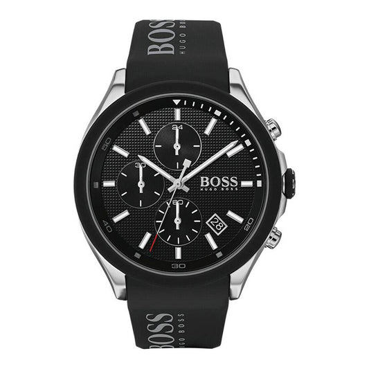 Hugo Boss Velocity Black Dial Black Leather Strap Watch for Men - 1513716