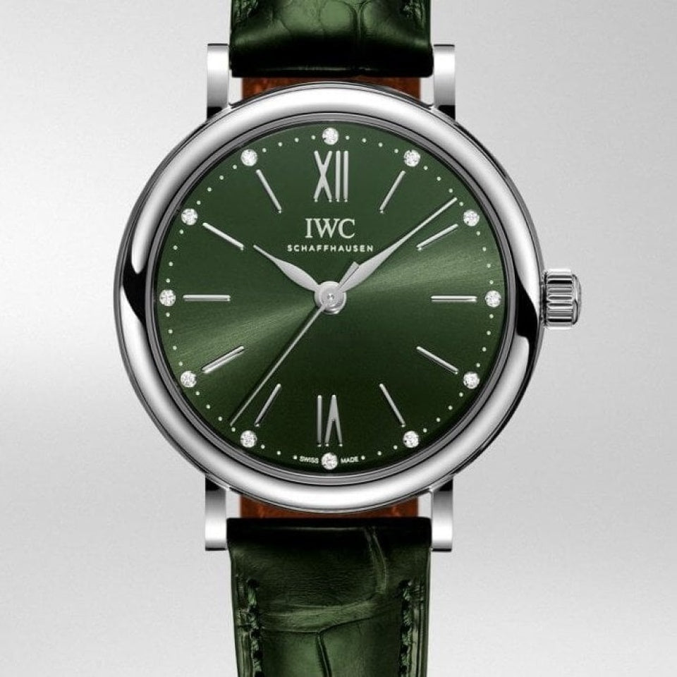 IWC Portofino Automatic Green Dial Green Leather Strap Watch for Women - IW357405