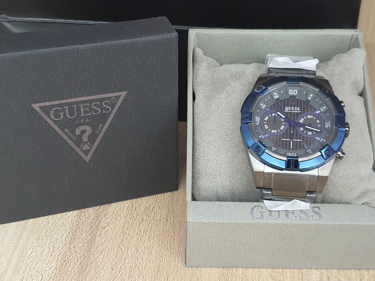 Guess Sport Analog Grey Dial Grey Steel Strap Watch for Men - W0377G5