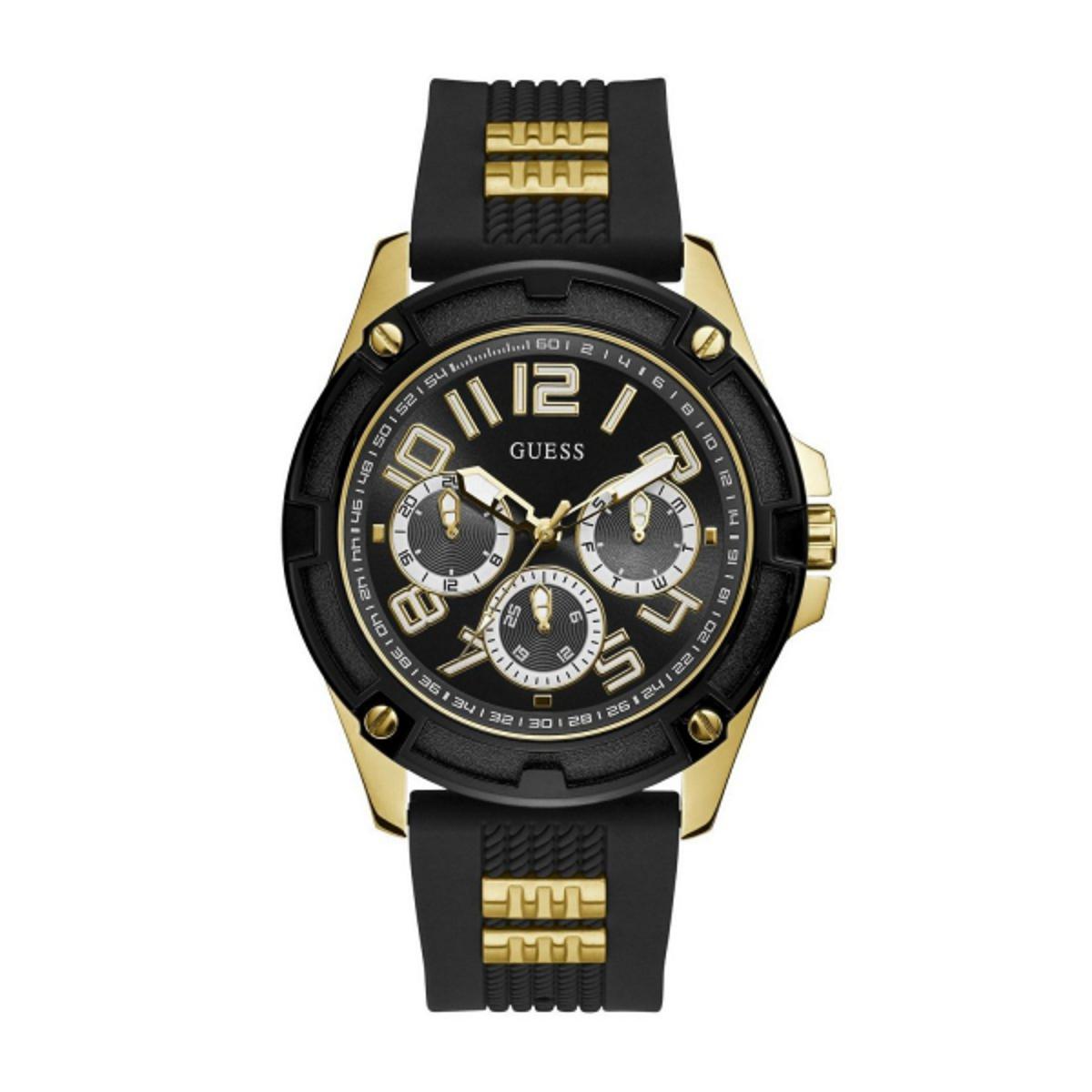 Guess Delta Black Dial Black Rubber Strap Watch for Men - GW0051G2