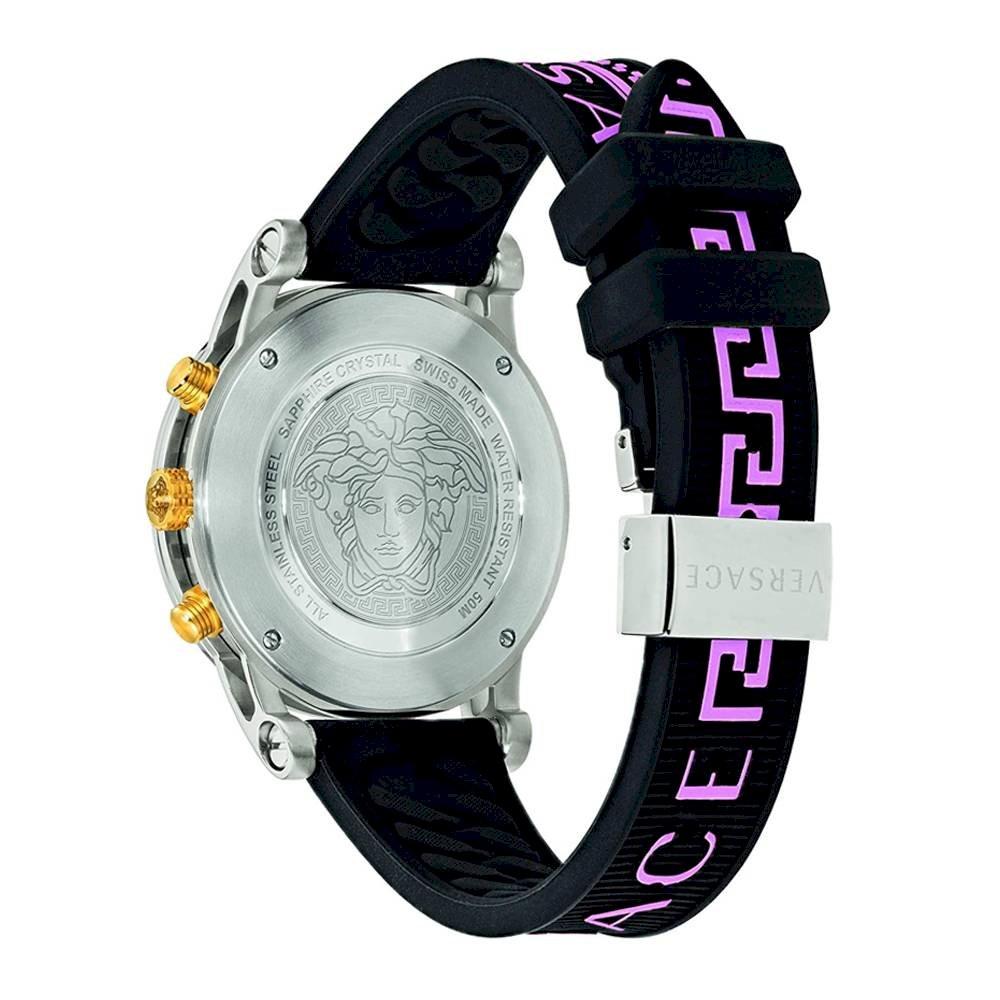 Versace Sport Tech Chronograph Black Dial Black Rubber Strap Watch for Women - VELT00619