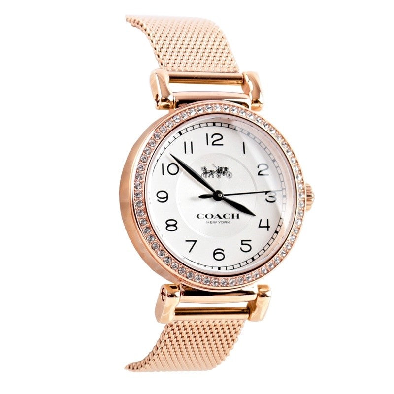 Coach Madison White Dial Rose Gold Mesh Bracelet Watch for Women - 14503398