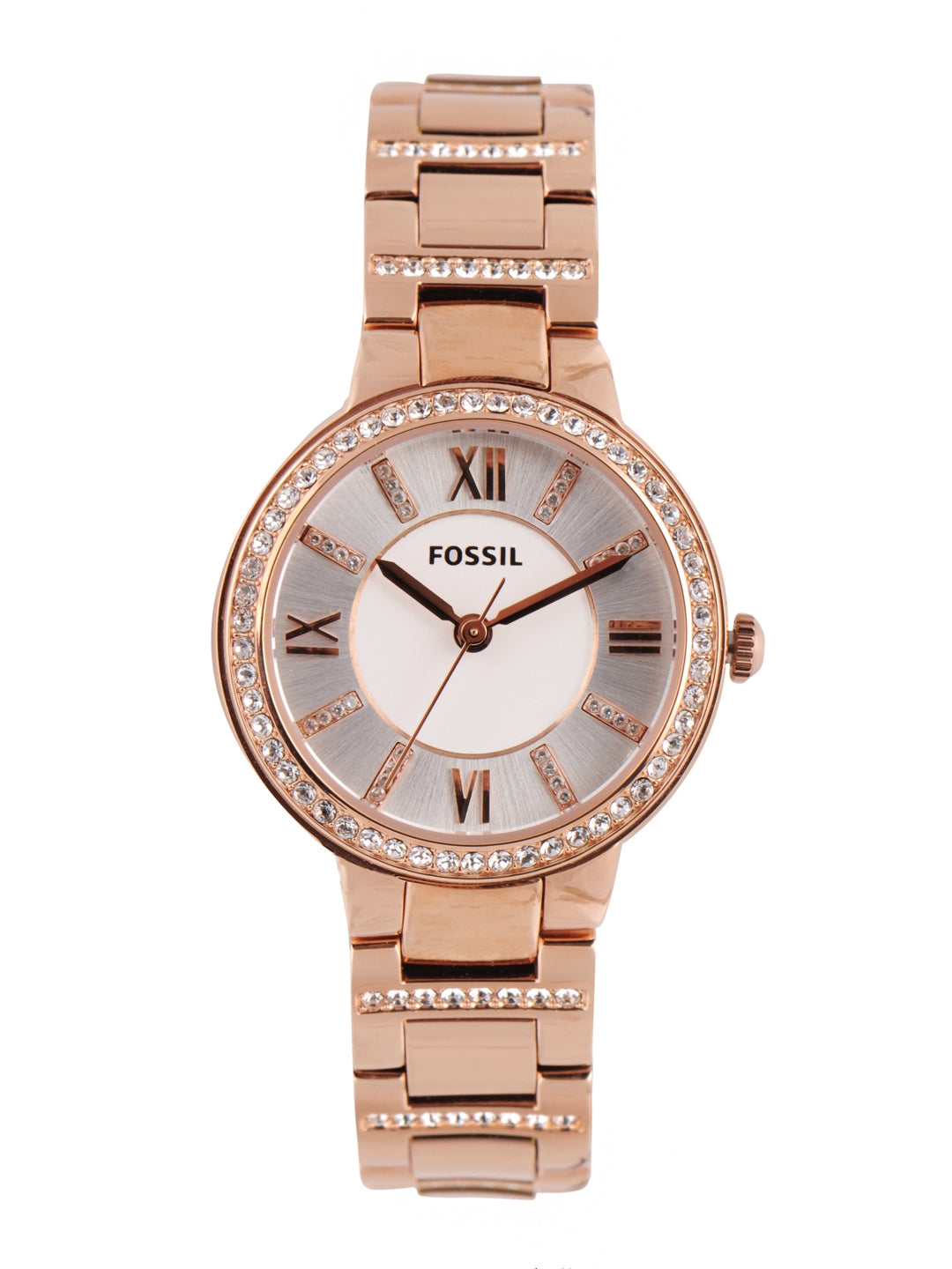 Fossil Virginia White Dial Rose Gold Steel Strap Watch for Women - ES3284