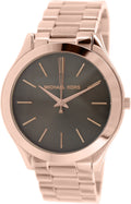 Michael Kors Slim Runway Brown Dial Rose Gold Stainless Steel Strap Watch for Women - MK3181