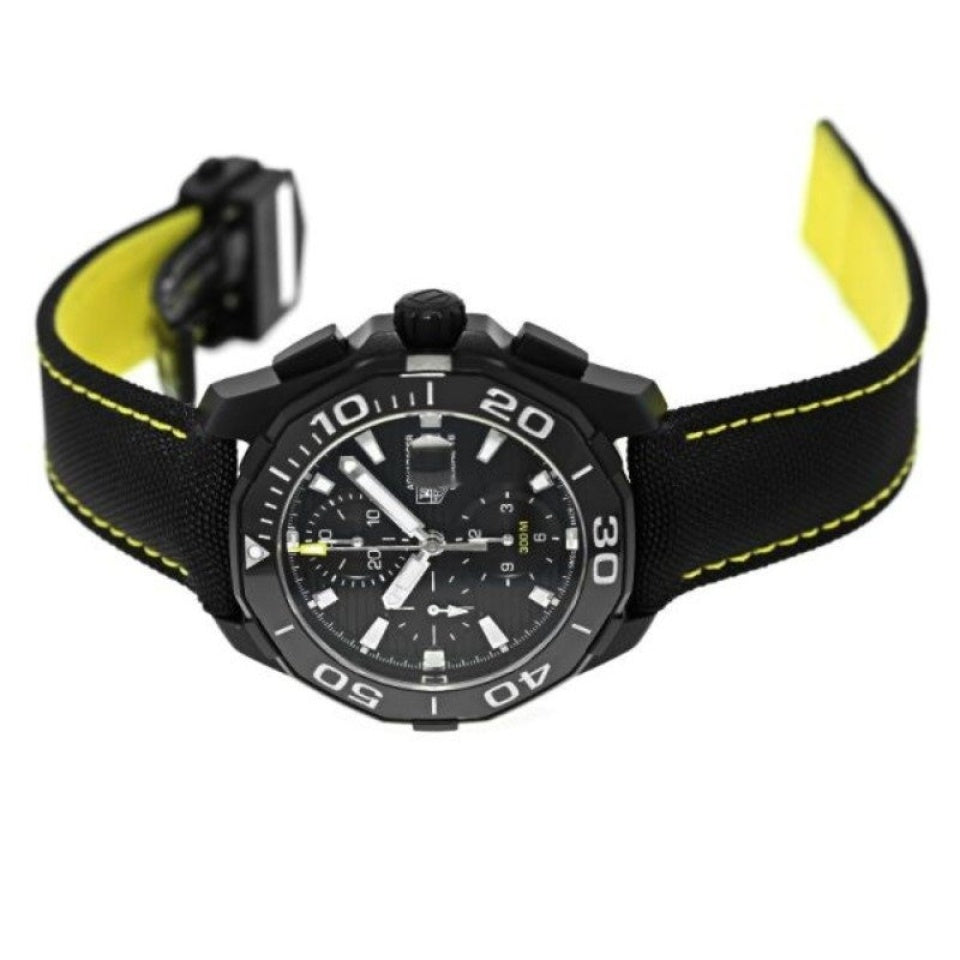 Tag Heuer Aquaracer Chronograph Black Dial Black Nylon Strap Watch for Men - CAY218A.FC6361