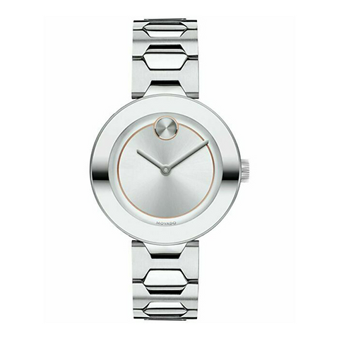 Movado Bold Silver Dial Silver Steel Strap Watch For Women - 3600381