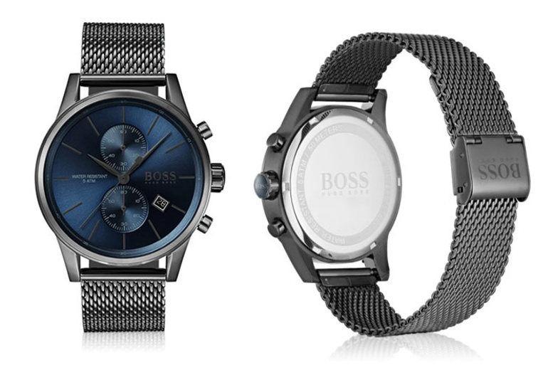 Hugo Boss Jet Chronograph Blue Dial Gunmetal Grey Mesh Bracelet Watch for Men - 1513677