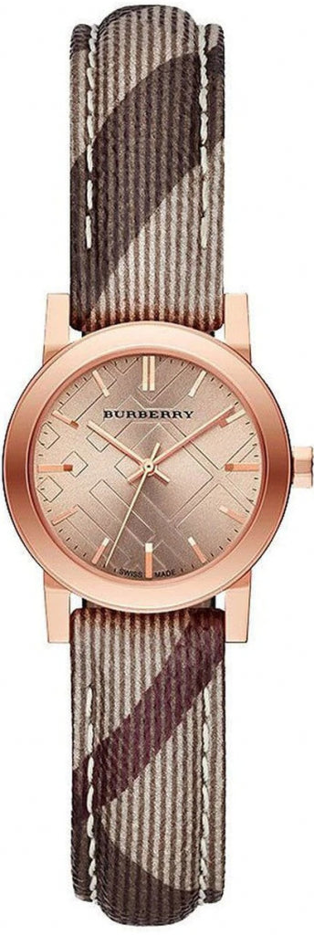 Burberry The City Pink Dial Brown Leather Strap Watch for Women - BU9236