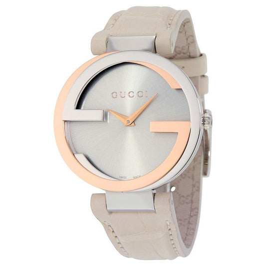 Gucci Interlocking 18K Rose Gold Steel Watch For Women - YA133303