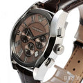 Emporio Armani Valente Chronograph Brown Dial Brown Leather Strap Watch For Men - AR0671