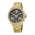 Michael Kors Wren Blue Dial with Diamonds Gold Steel Strap Watch for Women - MK6291