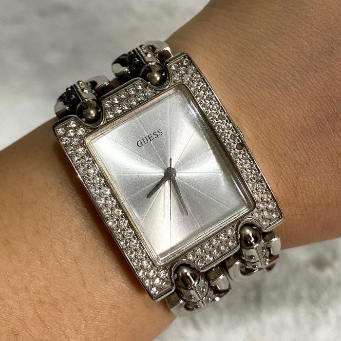 Guess Mod Heavy Metal Diamonds Silver Dial Silver Steel Strap Watch for Women - W95088L1