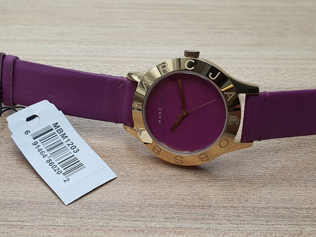 Marc Jacobs Purple Dial Purple Leather Strap Watch for Women - MBM1209