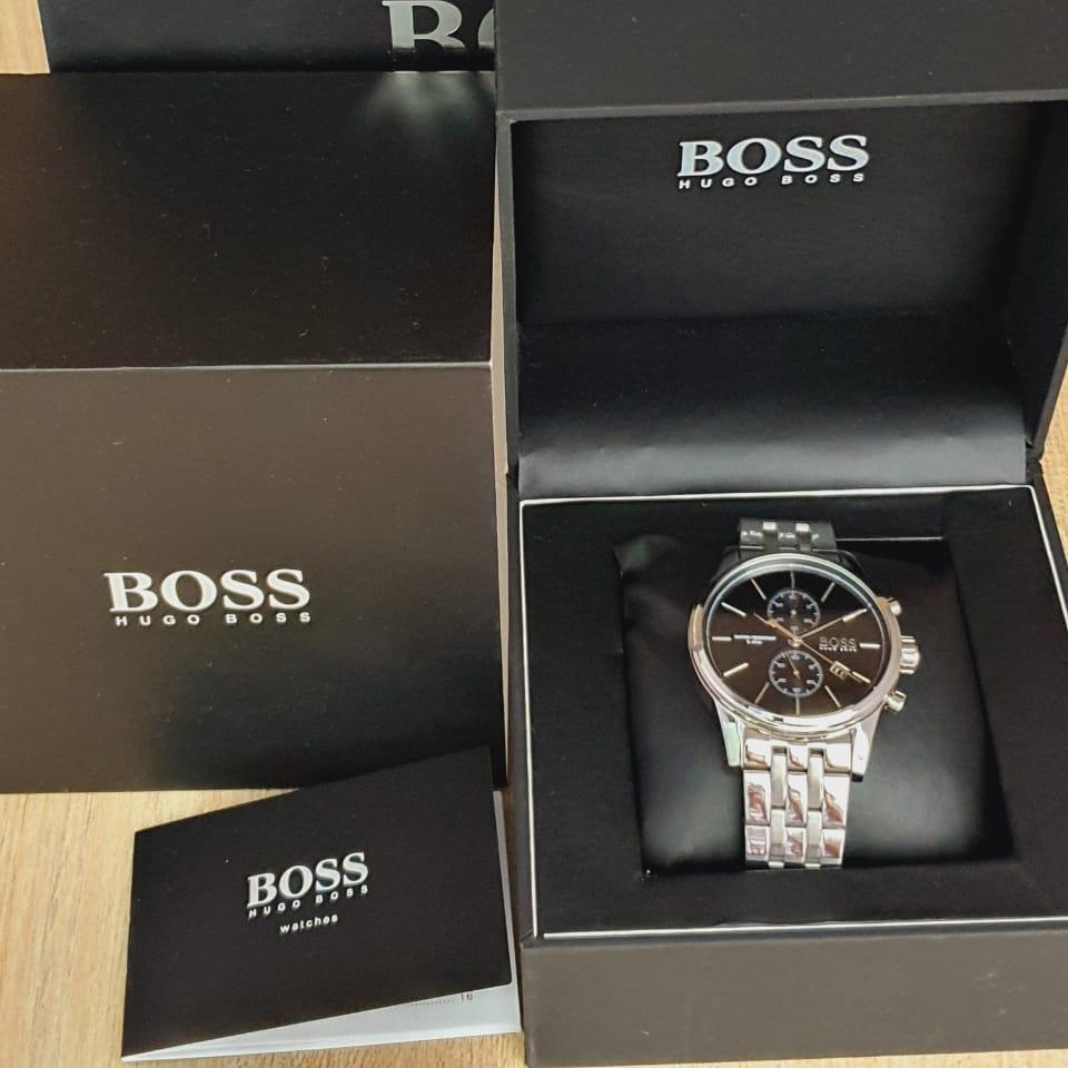 Hugo Boss Jet Chronograph Black Dial Silver Steel Strap Watch for Men - 1513383