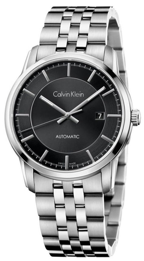 Calvin Klein Infinity Black Dial Silver Steel Strap Watch for Men - K5S34141