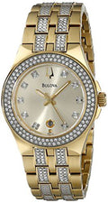 Bulova Crystal Collection Champagne Dial Two Tone Steel Strap Watch for Women - 98B174