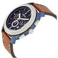 Fossil Machine Chronograph Blue Dial Brown Leather Strap Watch for Men - FS5232