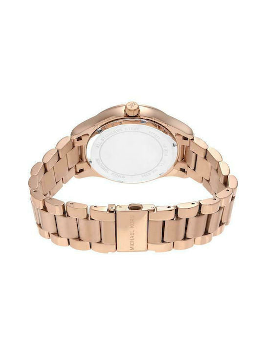 Michael Kors Layton Rose Gold Dial Rose Gold Steel Strap Watch for Women - MK6395