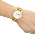 Calvin Klein Stately White Dial Gold Steel Strap Watch for Women - K3G2352W