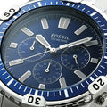 Fossil Garrett Chronograph Blue Dial Silver Steel Strap Watch for Men - FS5623