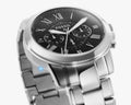 Fossil Grant Chronograph Black Dial Silver Steel Strap Watch for Men - FS4736