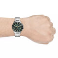 Fossil Bannon Chronograph Green Dial Silver Steel Strap Watch for Men - BQ2492