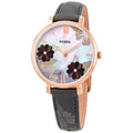 Fossil Jacqueline Mother of Pearl Dial Black Leather Strap Watch for Women - ES4535