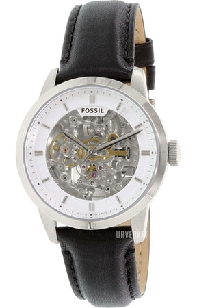 Fossil Townsman Skeleton Automatic White Dial Black Leather Strap Watch for Men - ME3085