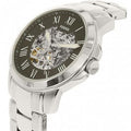 Fossil Grant Automatic Skeleton Black Dial Silver Steel Strap Watch for Men - ME3103