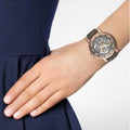 Fossil Boyfriend Skeleton Automatic Grey Dial Grey Leather Strap Watch for Women - ME3089