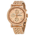 Fossil Boyfriend Chronograph Rose Gold Dial Rose Gold Steel Strap Watch for Women - ES3380