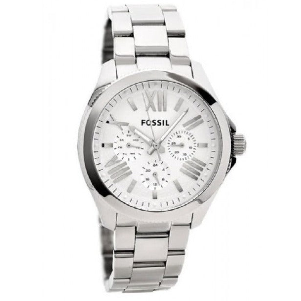 Fossil Cecile Multifunction Silver Dial Silver Steel Strap Watch for Women - AM4509