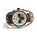 Fossil Coachman Chronograph White Dial Brown Leather Strap Watch for Men - CH2890