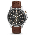 Fossil Wakefield Chronograph Black Dial Brown Leather Strap Watch for Men - CH2944