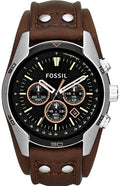 Fossil Coachman Chronograph Black Dial Brown Leather Strap Watch for Men - CH2891