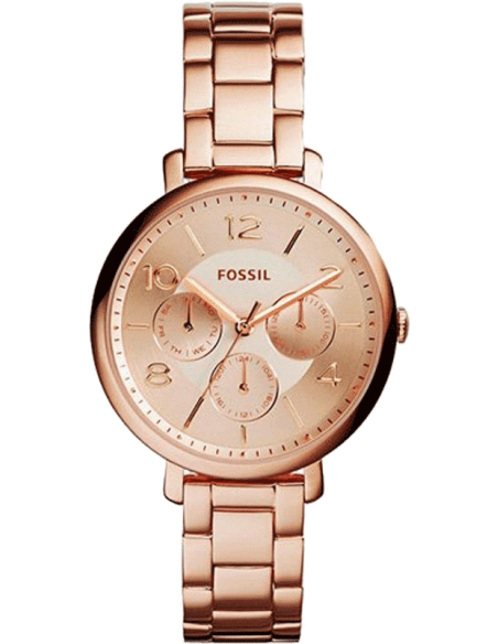 Fossil Jacqueline Day Date Rose Gold Dial Rose Gold Steel Strap Watch for Women - ES3665