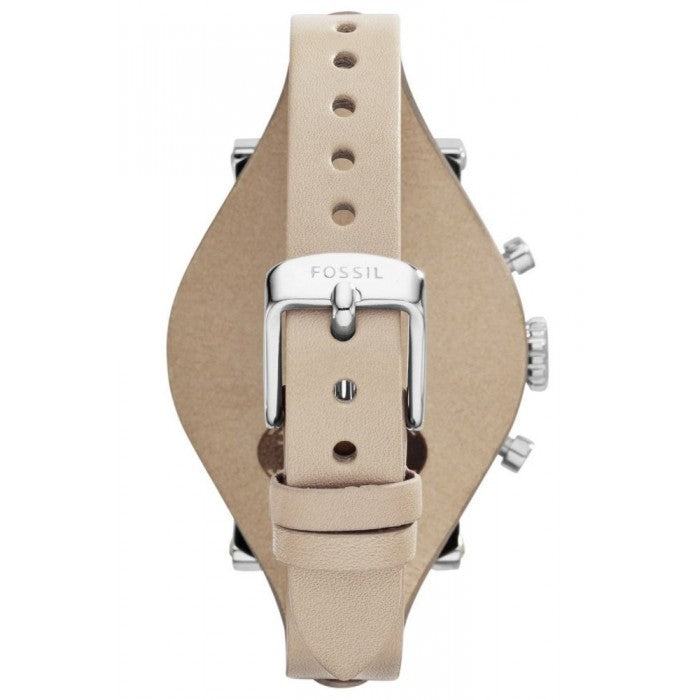 Fossil Boyfriend White Dial Beige Leather Strap Watch for Women - ES3811