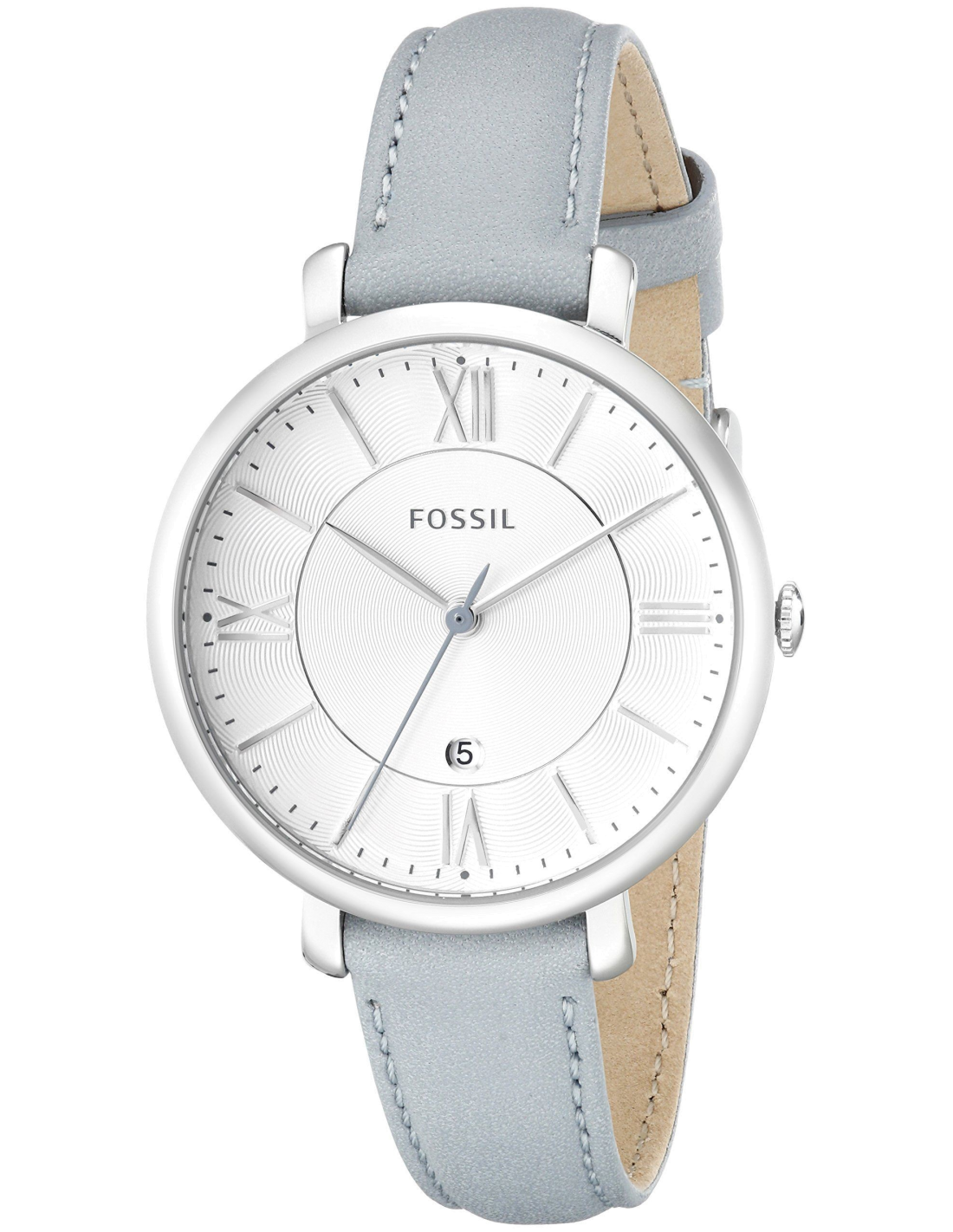 Fossil Jacqueline White Dial Light Blue Leather Strap Watch for Women - ES3821