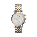 Fossil Boyfriend Chronograph White Dial Two Tone Steel Strap Watch for Women - ES3840