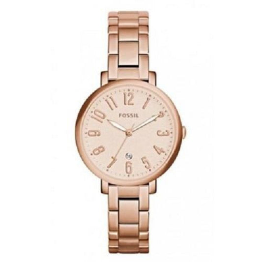 Fossil Jacqueline Rose Gold Dial Rose Gold Steel Strap Watch for Women - ES3970