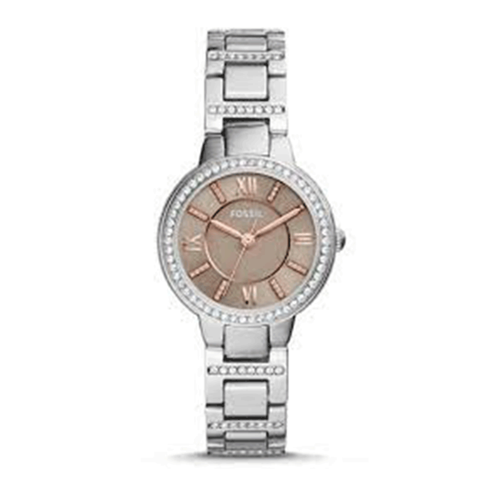 Fossil Virginia Taupe Dial Silver Steel Strap Watch for Women - ES4147