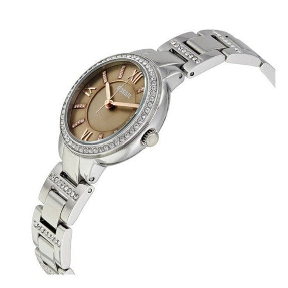 Fossil Virginia Taupe Dial Silver Steel Strap Watch for Women - ES4147