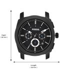 Fossil Machine Chronograph Black Dial Black Silicone Strap Watch for Men - FS4487